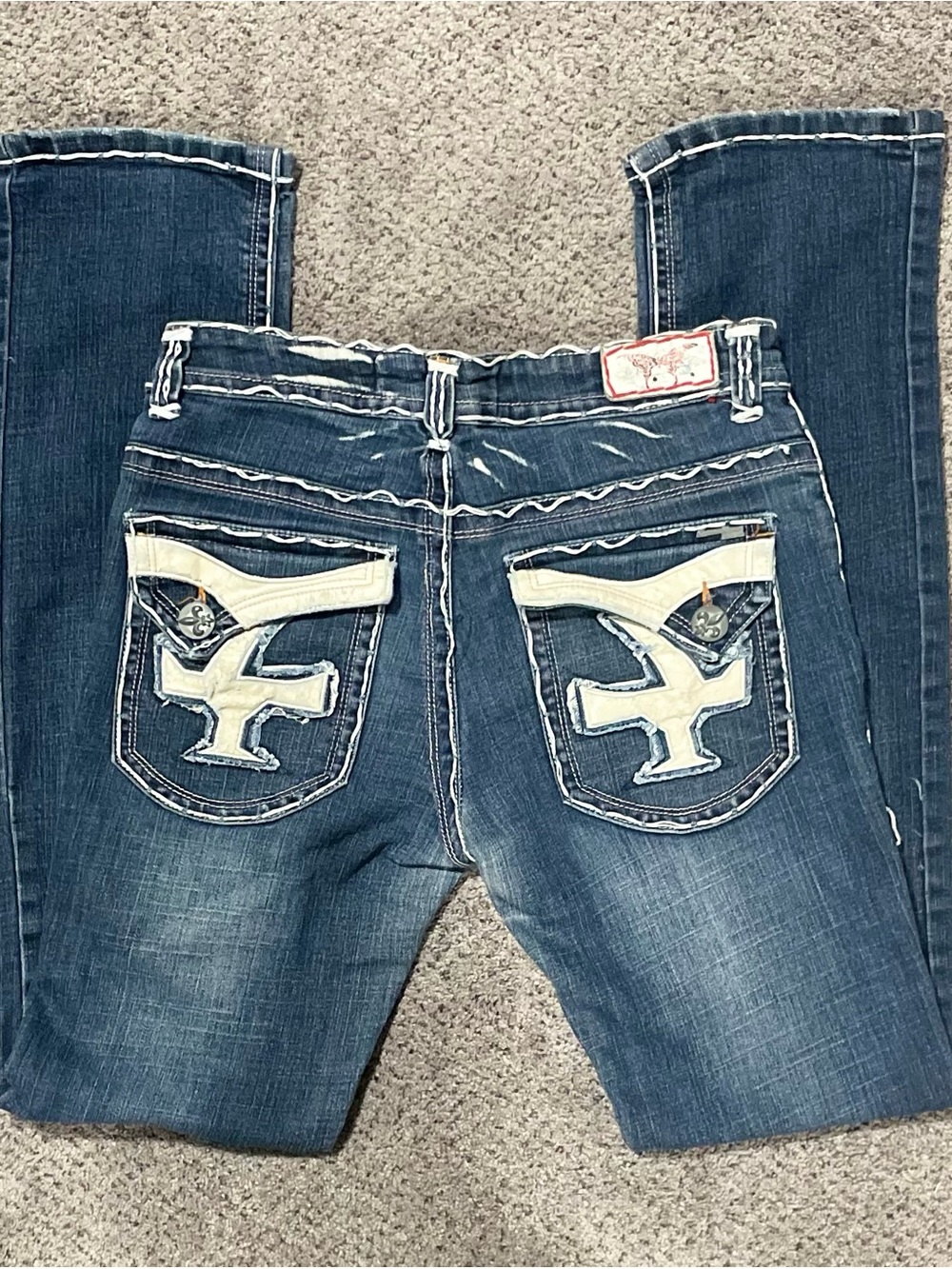 Y2K Laguna Beach Jeans Size 31 Low Rise Straight Leg Contrast Stitch Denim